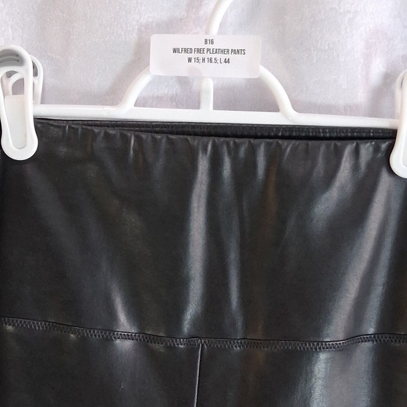 Wilfred Free Faux Leather Pants Black High Waisted Stretchy Skinny L Leggings - Picture 3 of 6